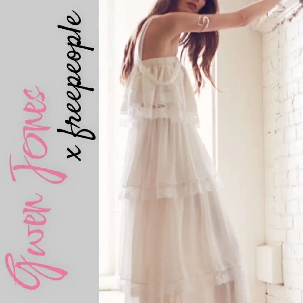 GWEN JONES x FREE PEOPLE Kari Cami Ivory Lace Crop Top Bride Romantic Size Small - Picture 5 of 11